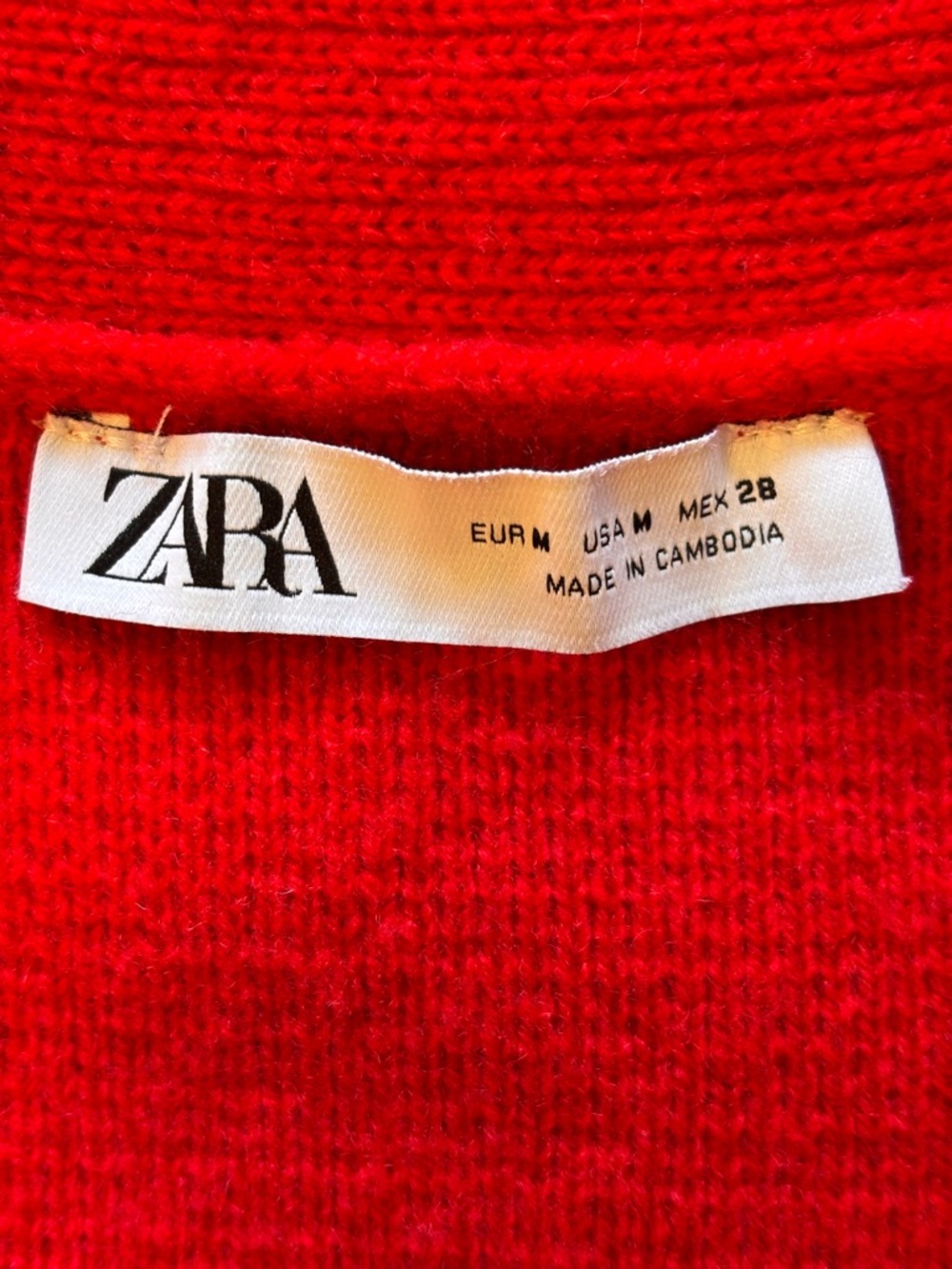 Zara 100% Wool Red Oversized V-Neck Button Cardigan Women’s Size Medium - Picture 6 of 10